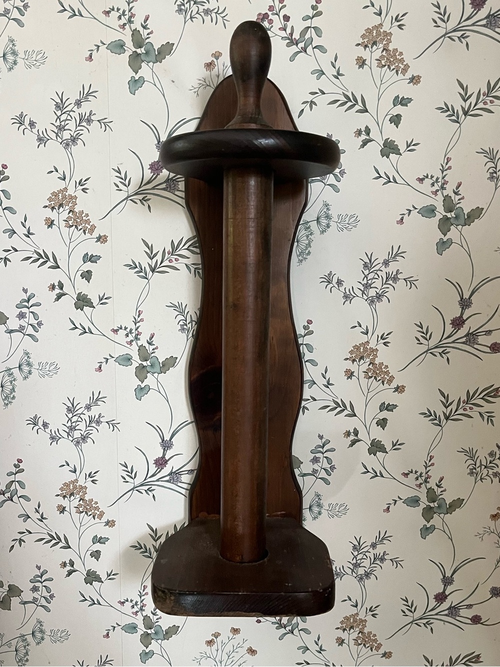 Vintage wall hanging Wooden Paper towel Holder - Dark Brown